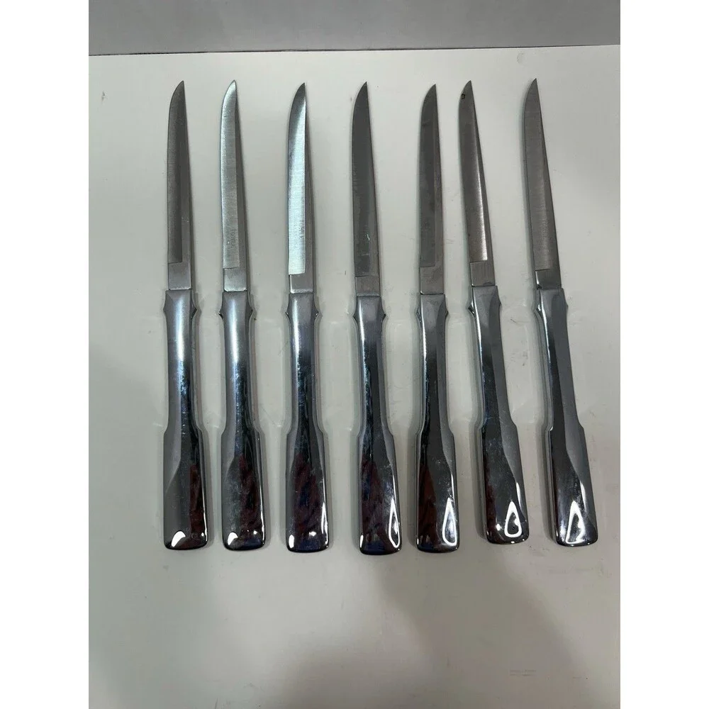 7 Towle Byfield Stainless Steel Steak Knives Discontinued 8.5” MCM 1970’s
